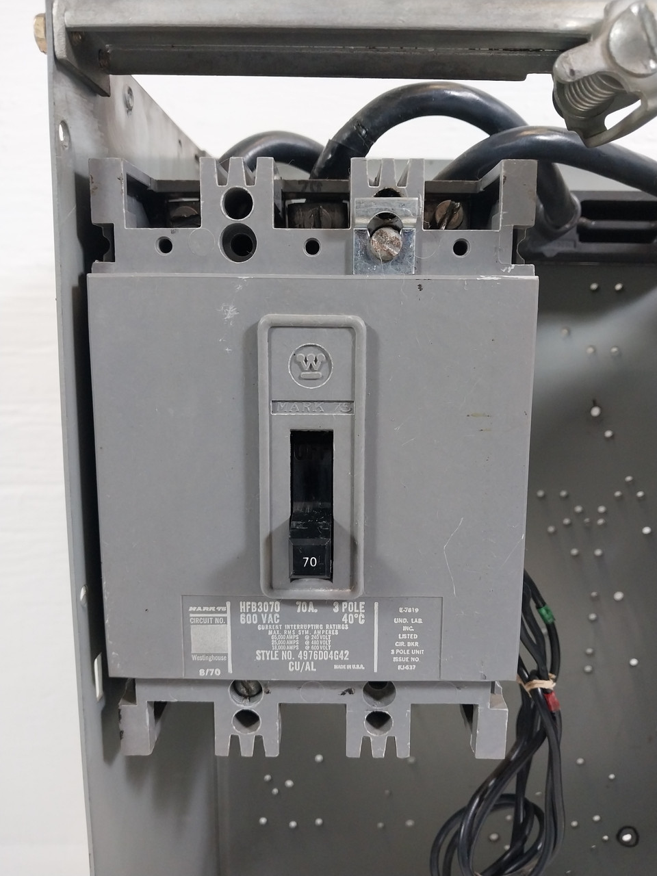 Westinghouse Type W 70 Amp 18" Breaker Feeder MCC Bucket 70A HFB (BJ0583-2)