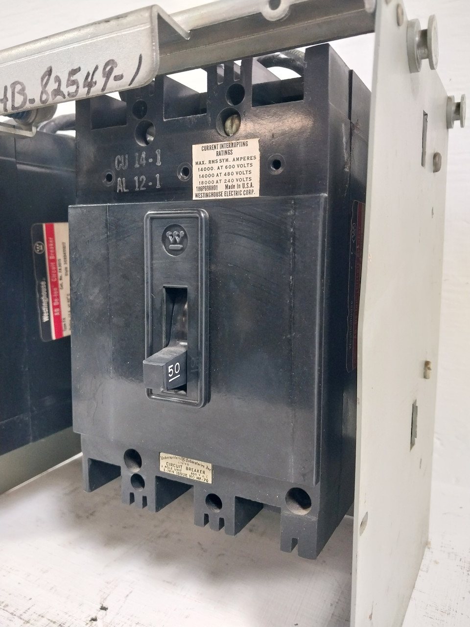 Westinghouse Type W 15/50 Amp 12" Breaker Type Dual Feeder MCC Bucket 15A/50A FA (BJ0593-1)