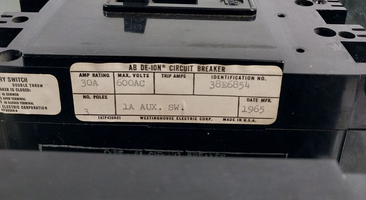 Westinghouse Type W 30/15 Amp 12" Breaker Type Dual Feeder MCC Bucket 30A/15A (BJ0595-1)