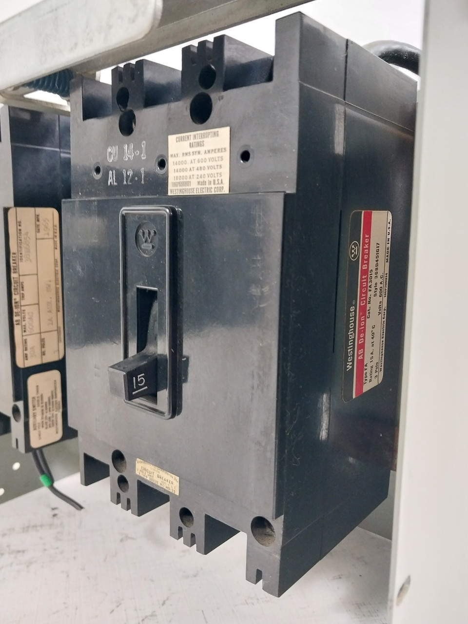 Westinghouse Type W 30/15 Amp 12" Breaker Type Dual Feeder MCC Bucket 30A/15A (BJ0595-1)