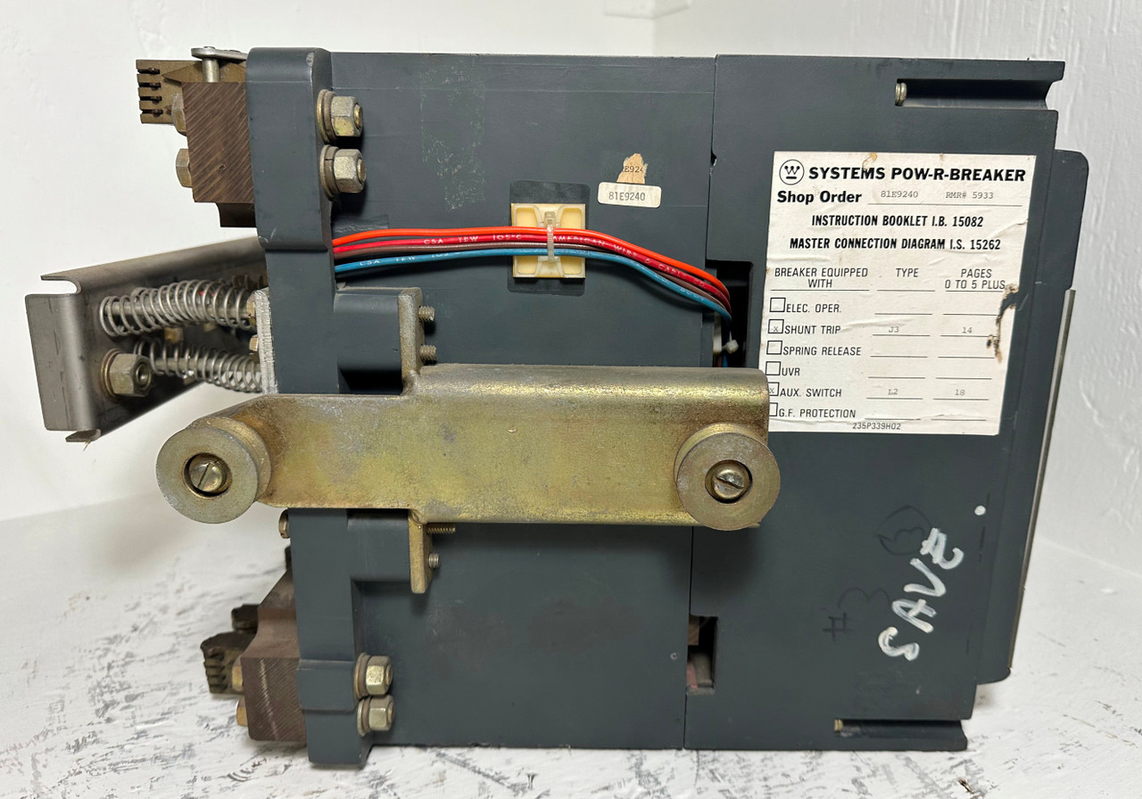 Westinghouse SPB 100 800A LSI Drawout MO Pow-R Breaker 800 Amp Plug & Shunt flaw (EM4899-1)