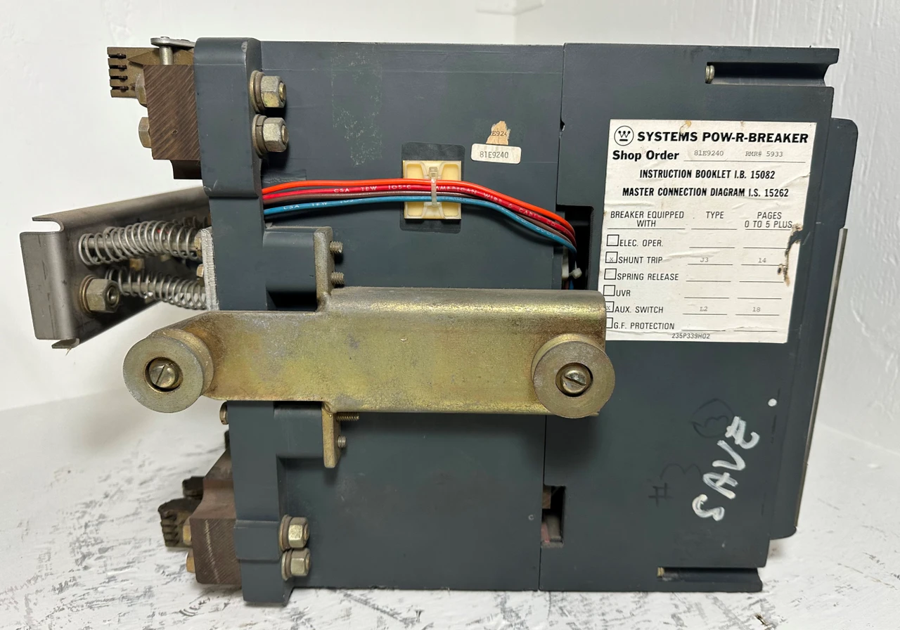 Westinghouse SPB 100 800A LSI Drawout MO Pow-R Breaker 800 Amp Plug & Shunt flaw (EM4899-1)