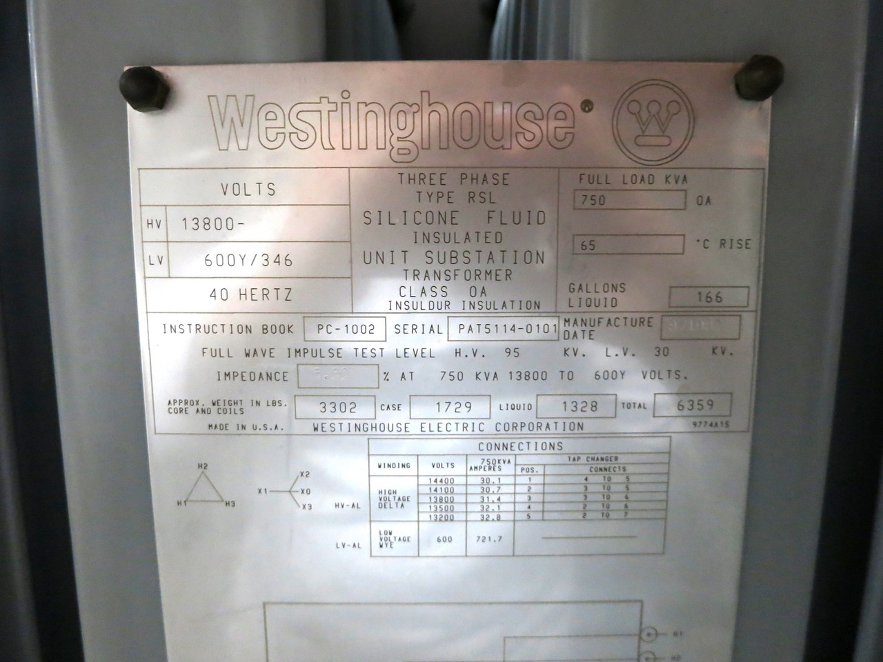 Westinghouse 750 kVA 13800 Delta - 600Y/346 3PH Transformer Oil Filled Pad Mount (DW5805-1)