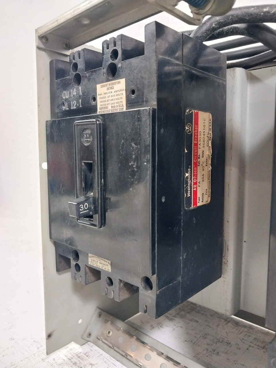 Westinghouse Type W 30A 12" Dual Breaker Feeder MCC Bucket 30 Amp (BJ0612-1)