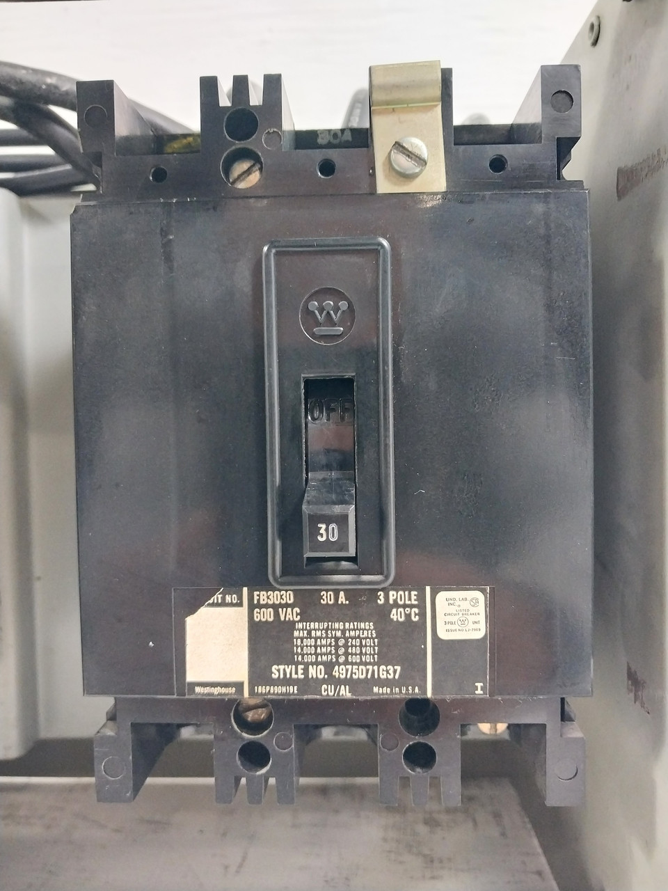 Westinghouse Type W 30A 12" Dual Breaker Feeder MCC Bucket 30 Amp (BJ0612-1)