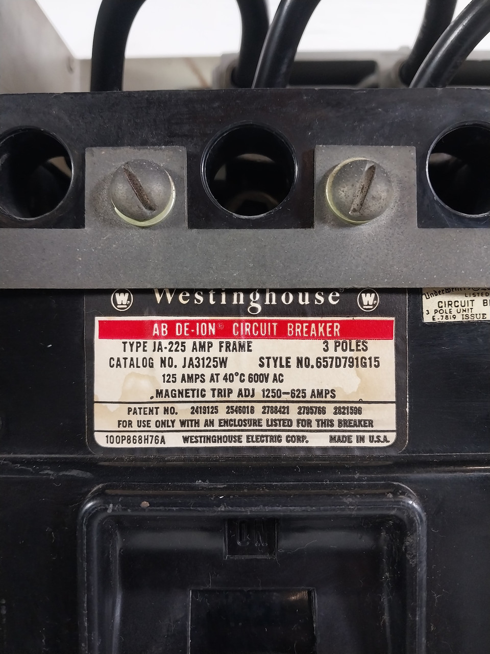 Westinghouse Type W Size 4 Starter 125A Breaker Motor Control Center Bucket 30" (BJ0613-3)