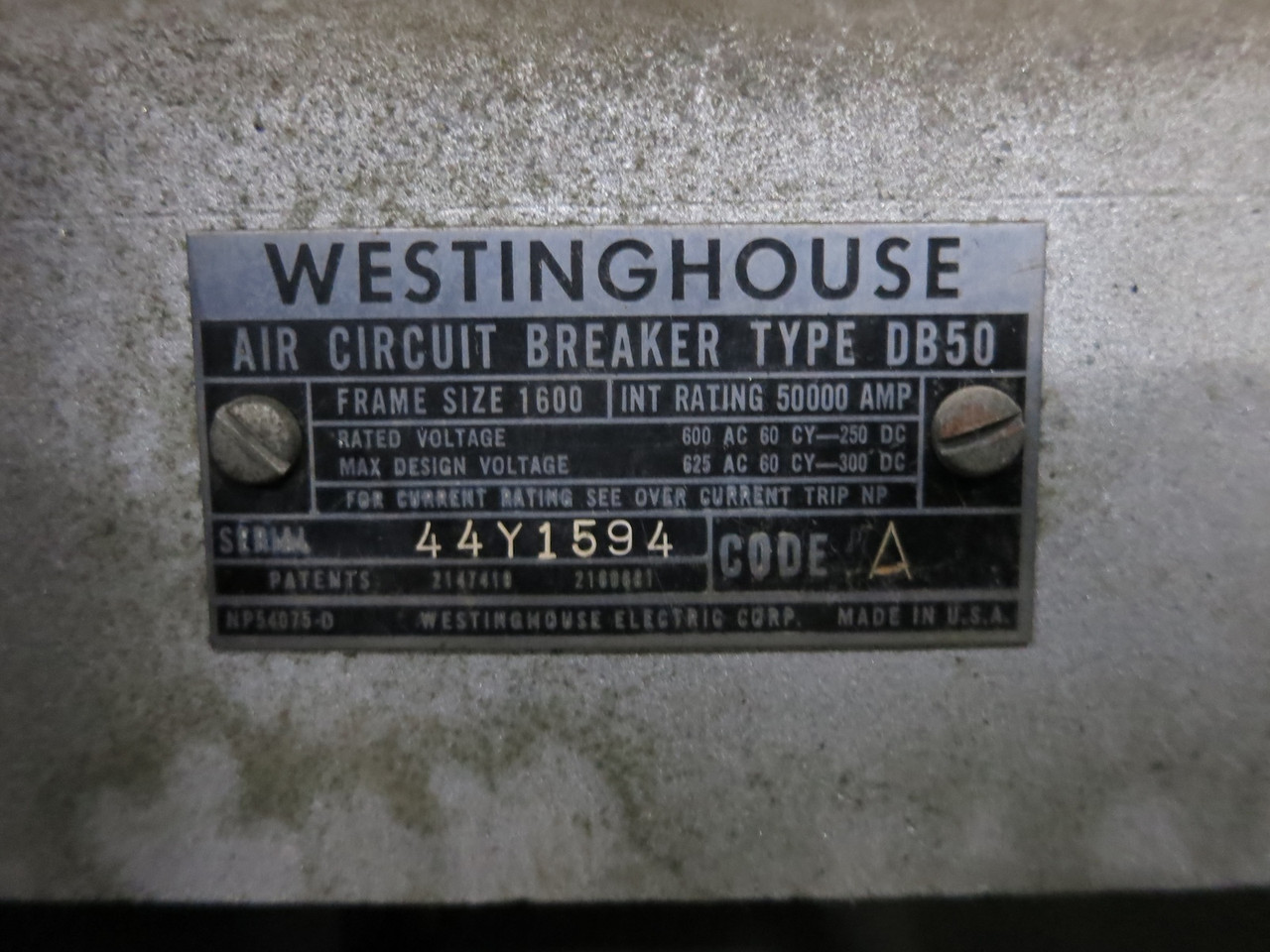 Westinghouse 1600A DB Main Breaker Panel 3PH 3W Switchgear 1600 Amp DB50 DB25 (DW5807-1)