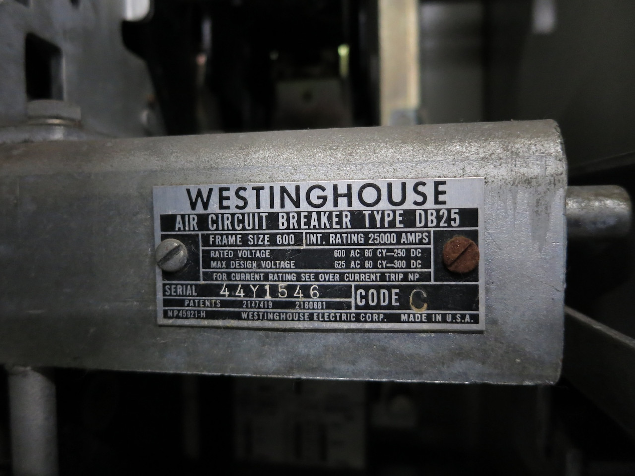 Westinghouse 1600A DB Main Breaker Panel 3PH 3W Switchgear 1600 Amp DB50 DB25 (DW5807-1)