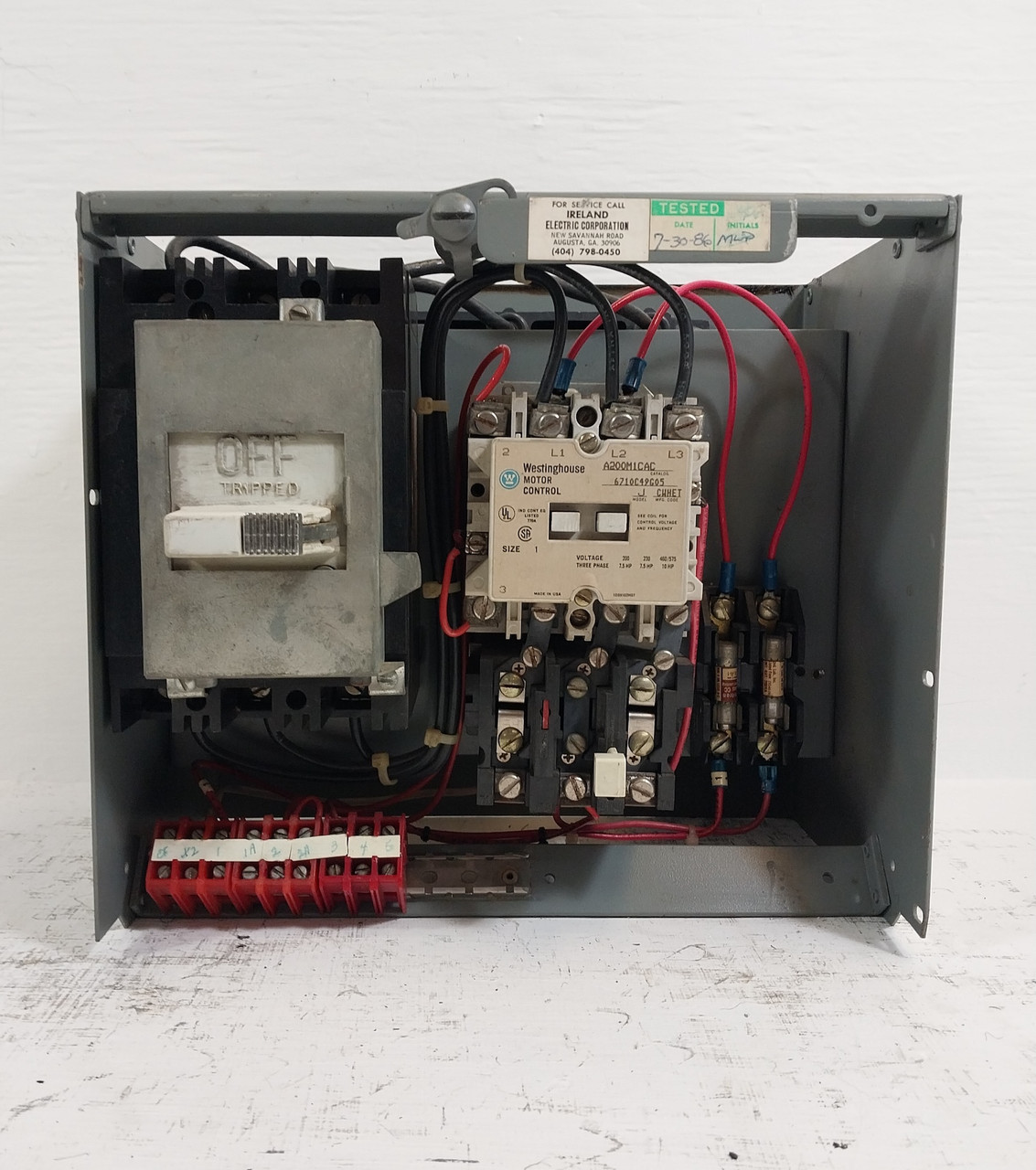 Westinghouse Type W Size 1 Starter 15A Breaker 12" MCC Bucket 15 Amp FA (BJ0614-1)