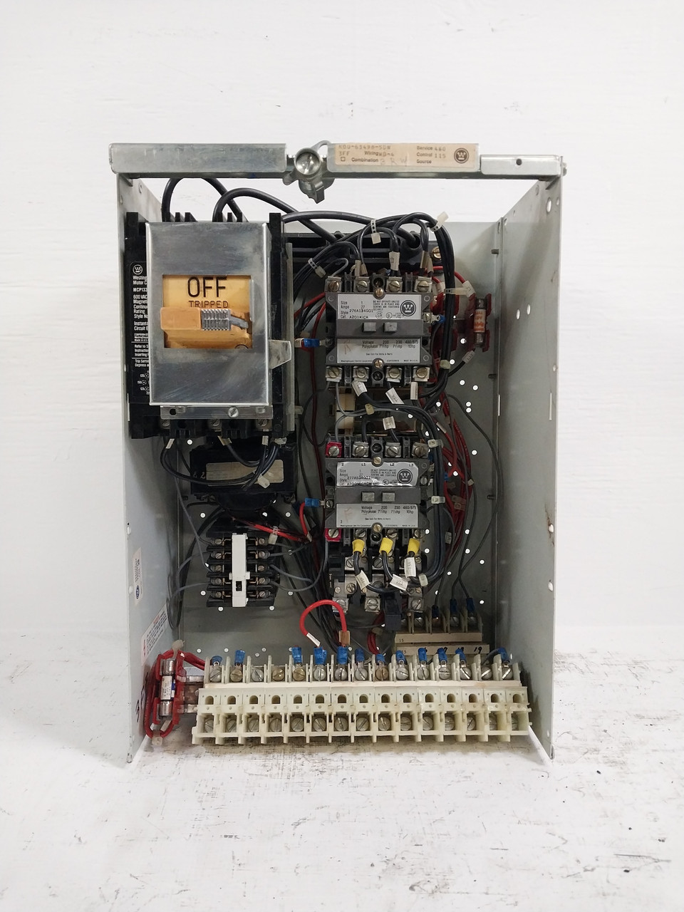 Image of Westinghouse Type W Size 1 FVR Reversing Starter 30 Amp Breaker 18" MCC Bucket