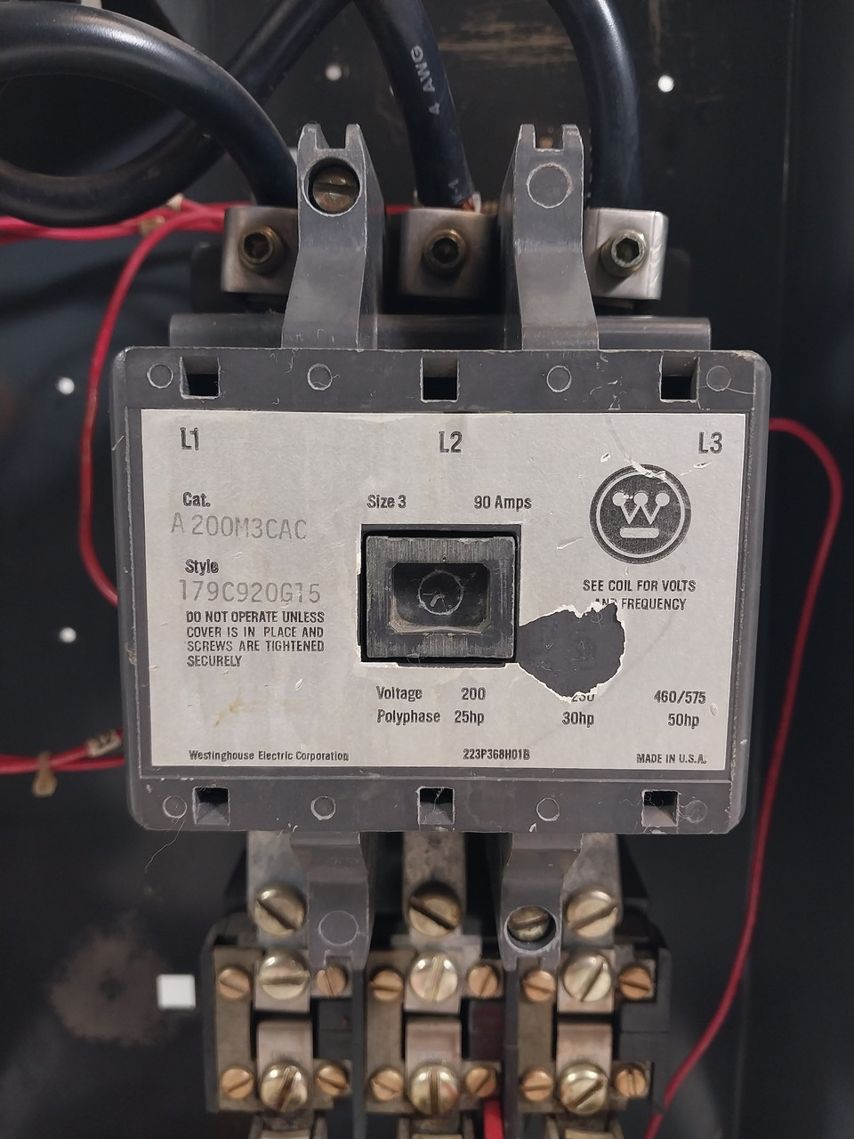Westinghouse Type W Size 3 Starter 100 Amp Breaker 24" MCC Bucket HMCP *No Door* (BJ0634-1)