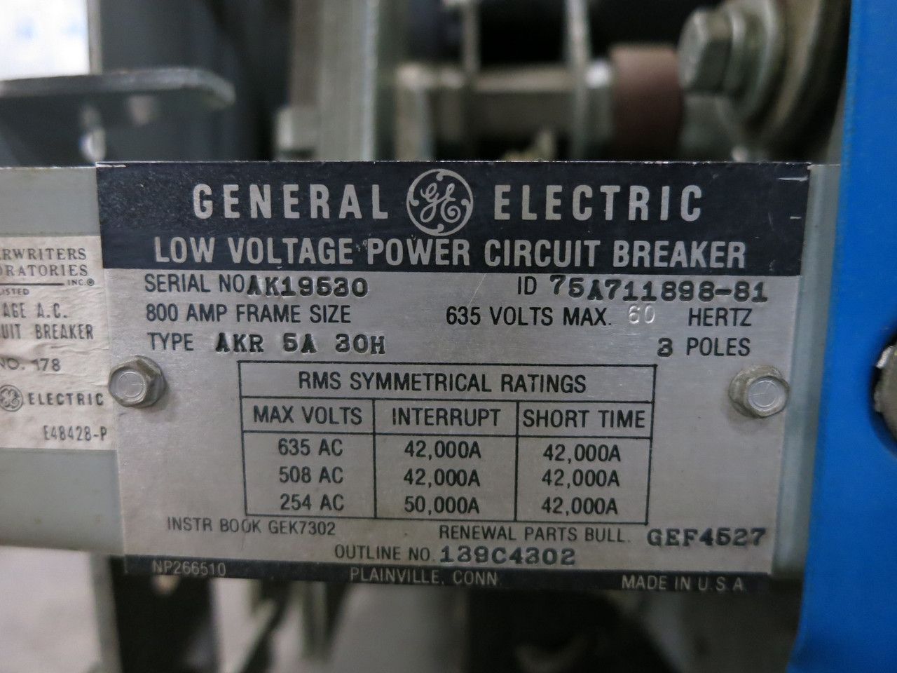 GE AKR-5A-30H 800/600A Power Circuit Breaker LSG SST Trip Unit 568B604G19 800 MO (DW5821-3)