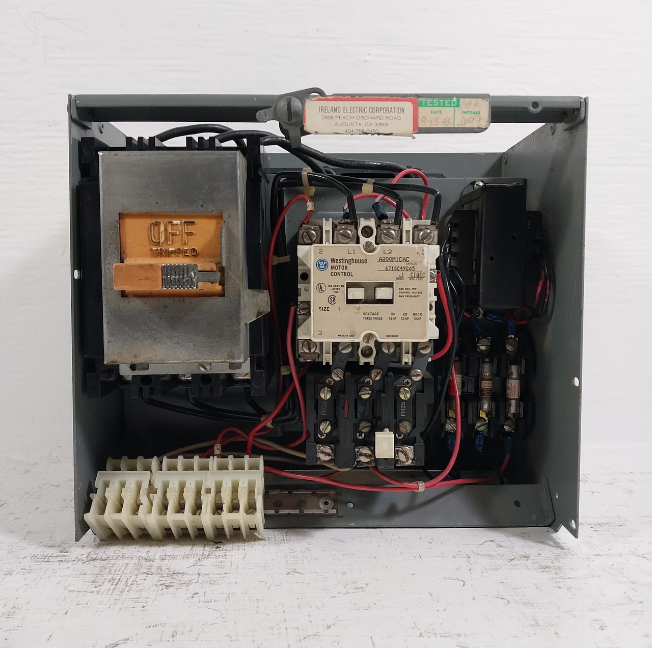 Westinghouse Type W Size 1 Starter 15A Breaker 12" MCC Bucket 15 Amp FB (BJ0616-1)