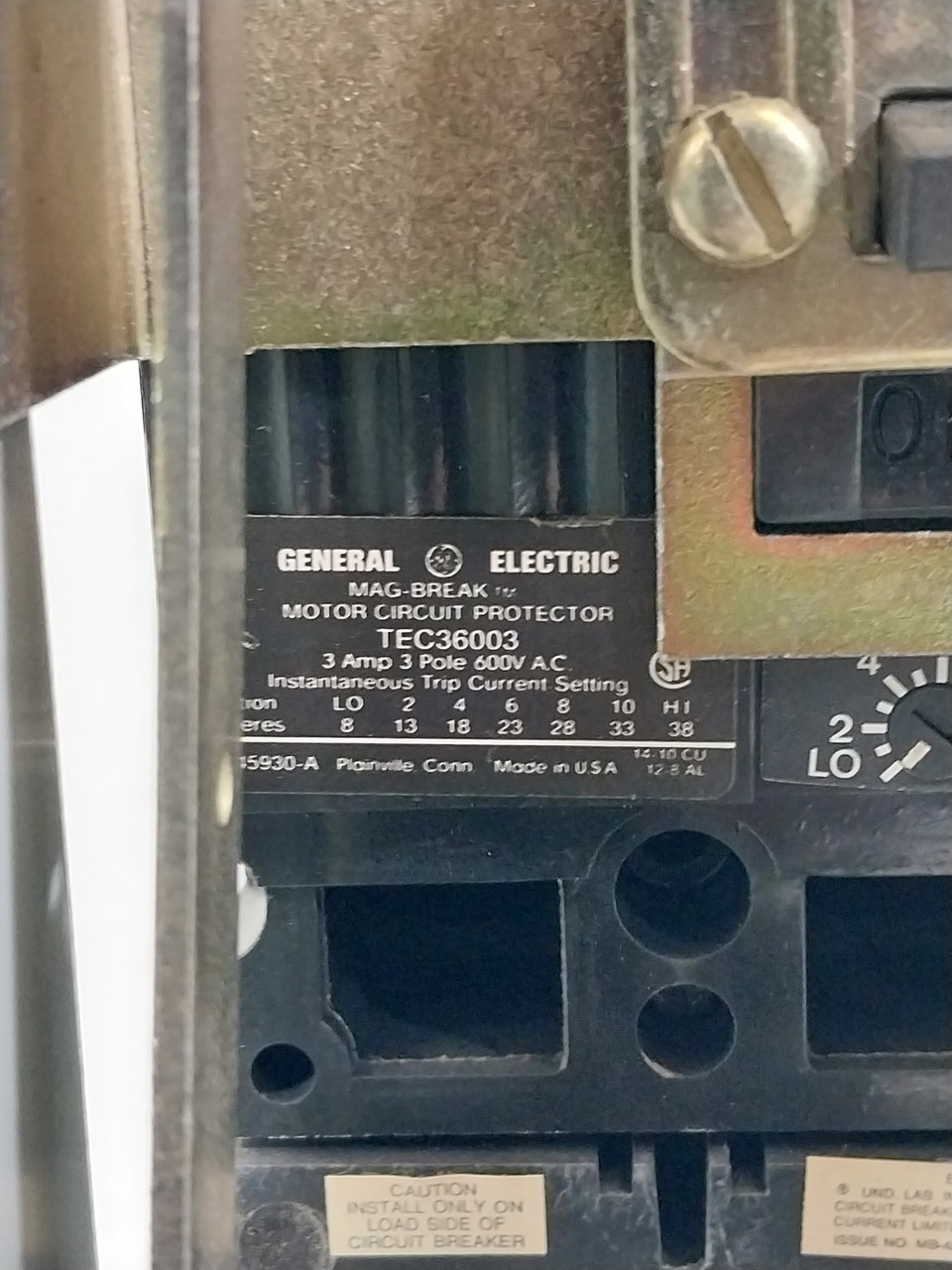 GE 8000 Size 1 Reversing Starter 3 Amp Breaker 18" MCC Bucket 3A CR309C0 (BJ0649-1)