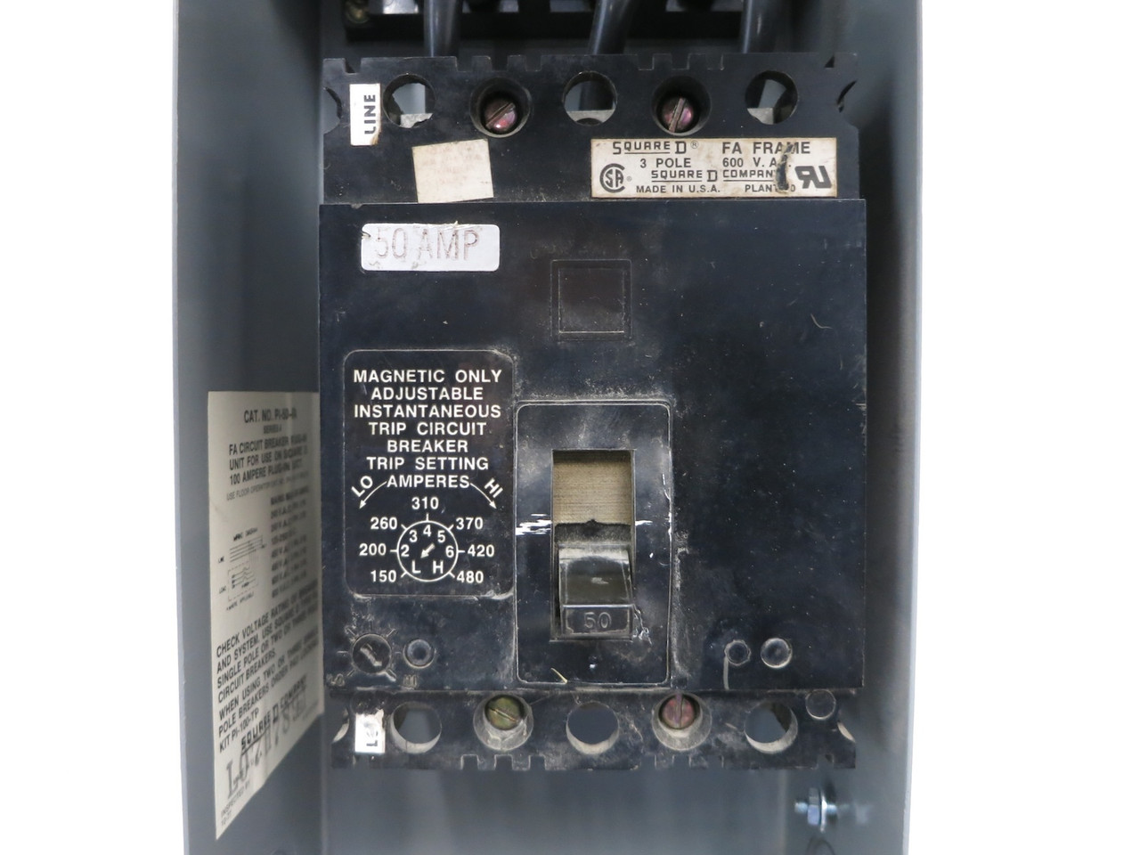 Square D PI-50-FA 50A 480V Busway Switch Bus Plug Unit 3PH 3W PI50FA 50 Amp (DW5855-1)