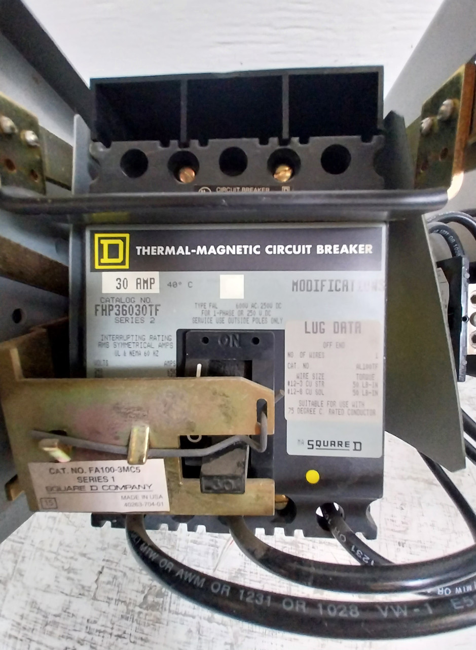 Square D Model 5 30 Amp Breaker 9" Motor Control MCC Feeder Bucket 30A Mod 5 FHP (BJ0652-2)