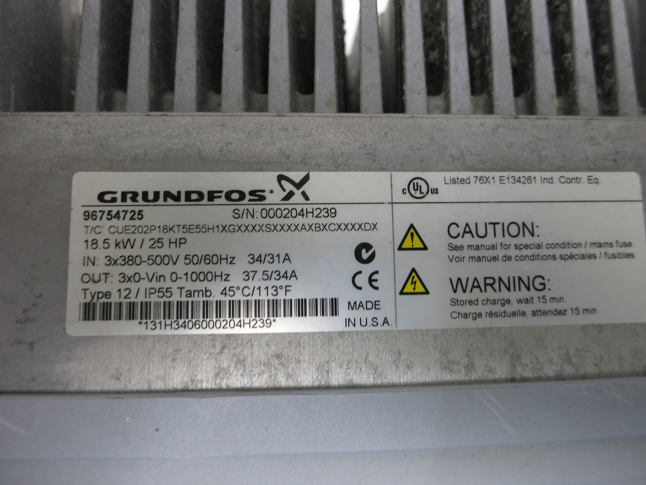 Grundfos 96754725 25 HP Variable Speed VS Drive ADAP-Kool CUE 25HP 18.5kW (DW5902-1)