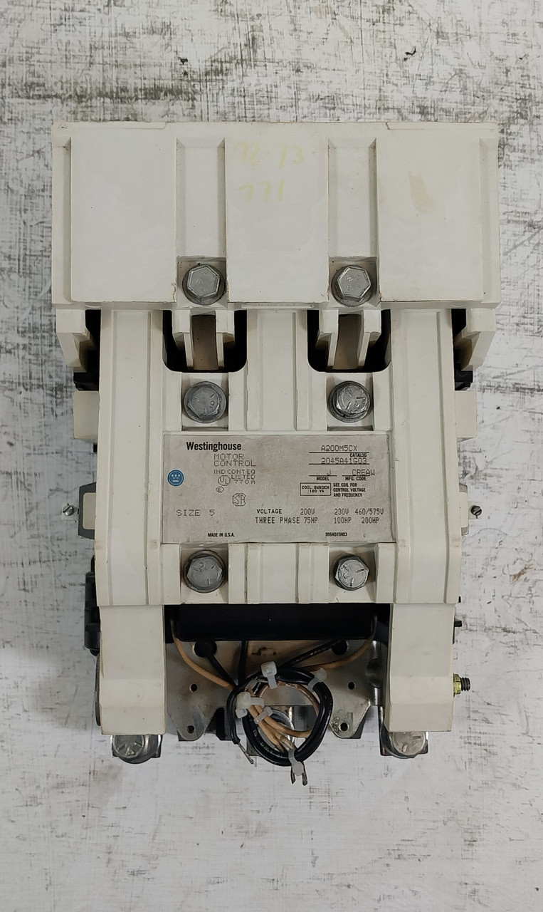 Westinghouse Size 5 A200M5CX Motor Contactor 300A 480V Coil Sz5 600V (BJ0700-1)