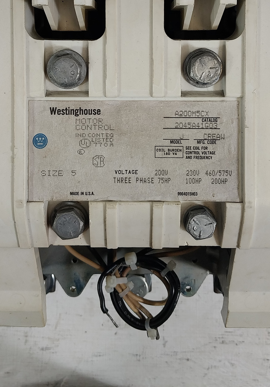 Westinghouse Size 5 A200M5CX Motor Contactor 300A 480V Coil Sz5 600V (BJ0700-1)