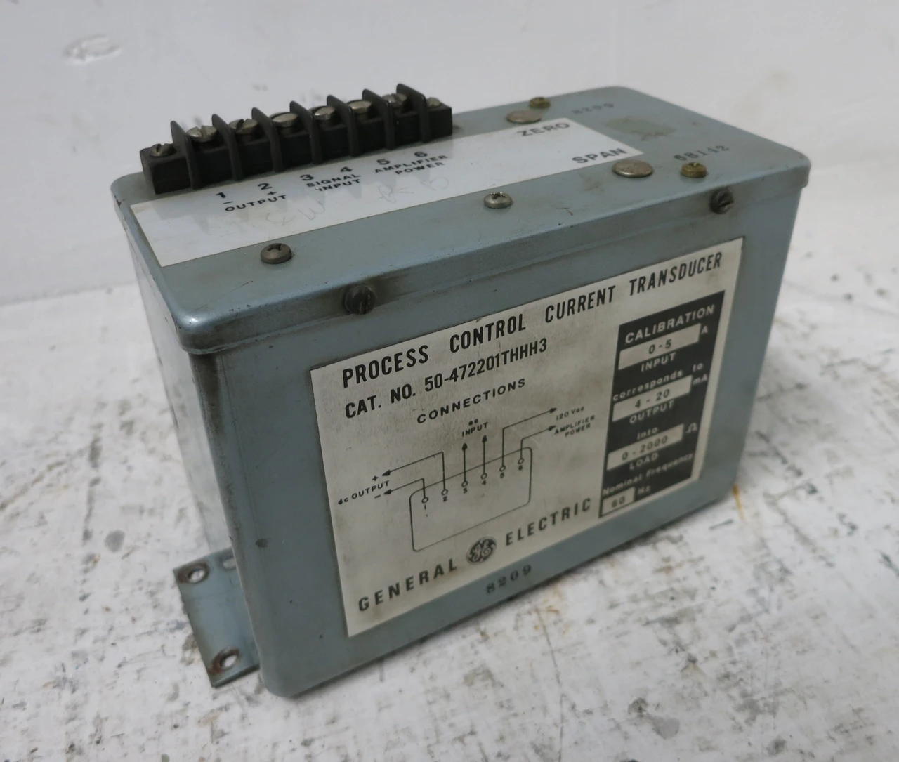 GE 50-472201THHH3 Process Control Current Transducer 0-5A 0-20mA (DW5922-1)