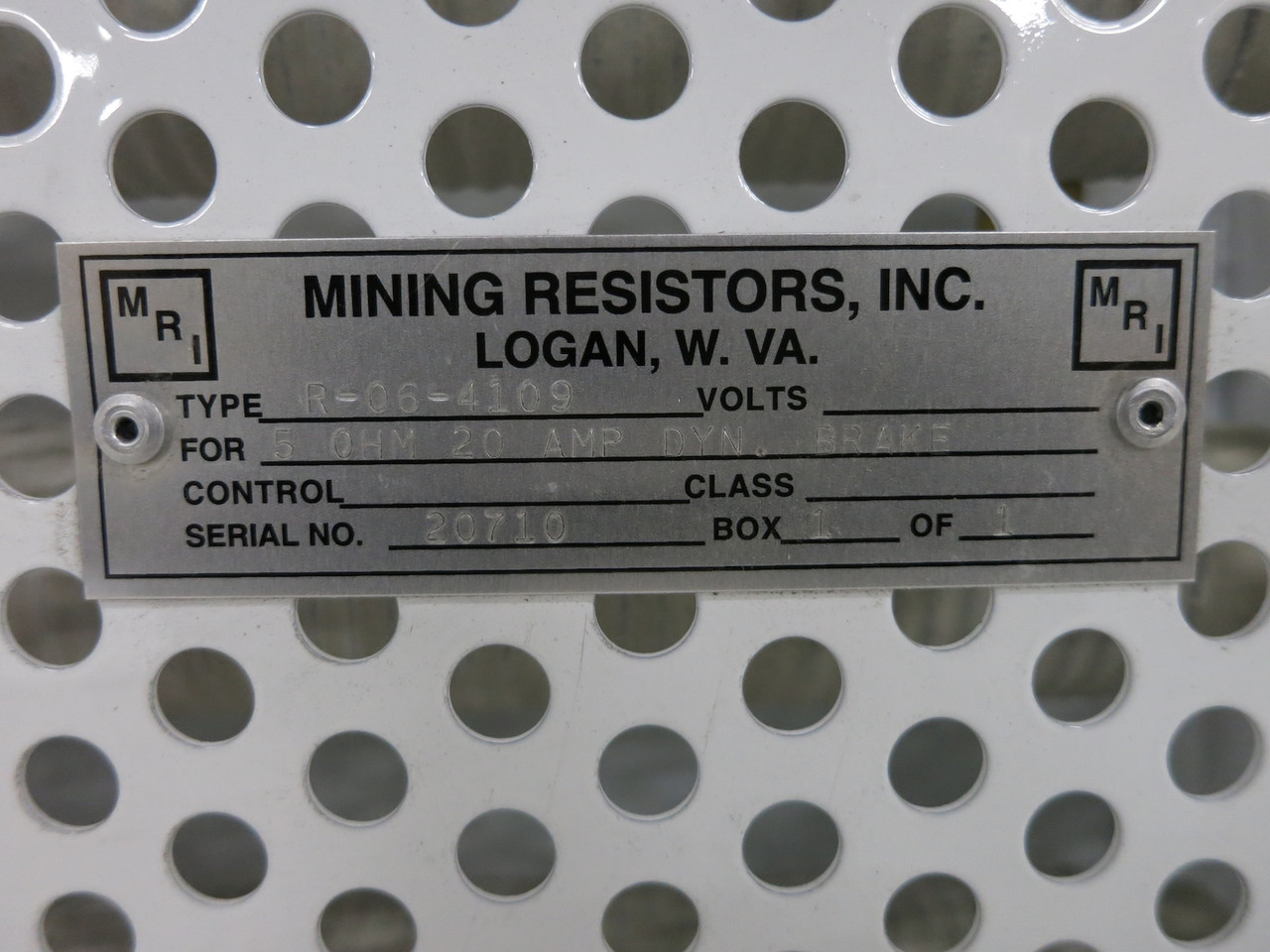 NEW Mining Resistors Inc R-06-4109 Dynamic Brake 5 Ohm 20A R064109 (DW6075-2)