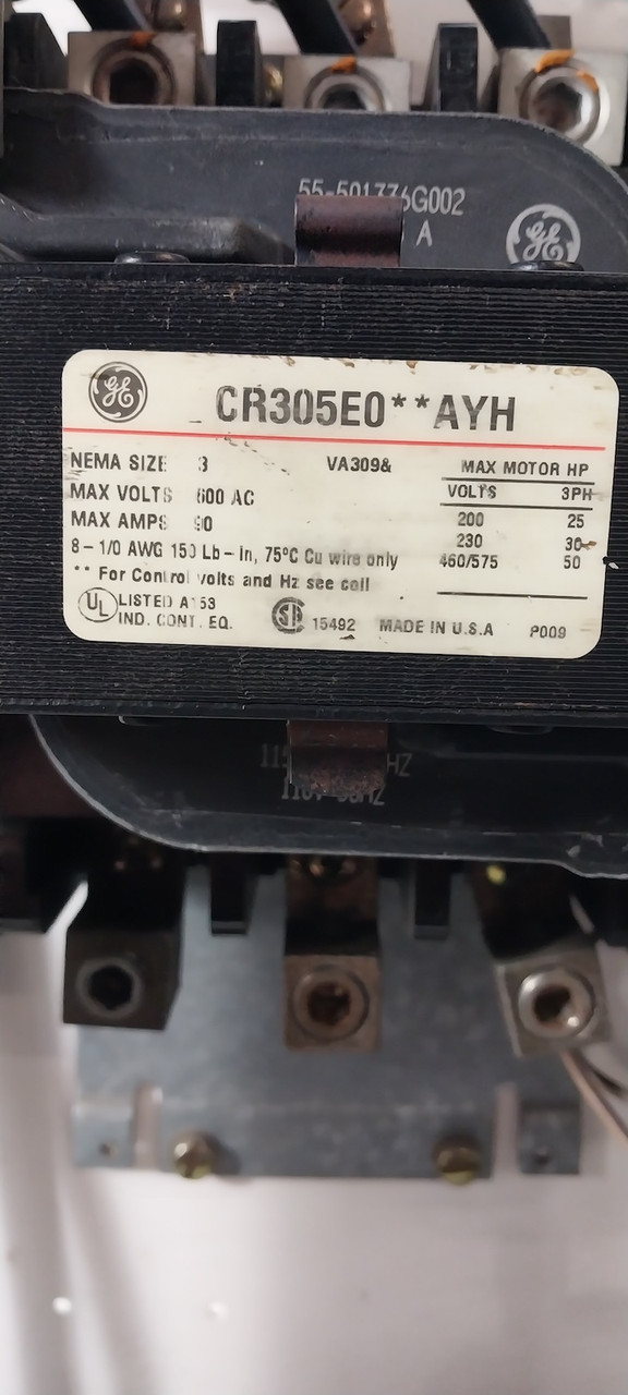 GE 8000 Size 3 100 Amp Fusible 30" MCC Contactor Bucket 100A CR306 (BJ0769-1)