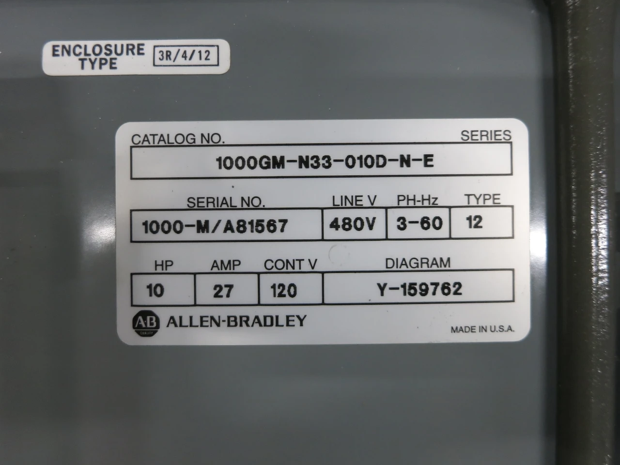 NEW Allen Bradley Size 1 Starter 30A Fusible Combo Box 1000GM E3 30 Amp 3R NIB (DW6077-7)