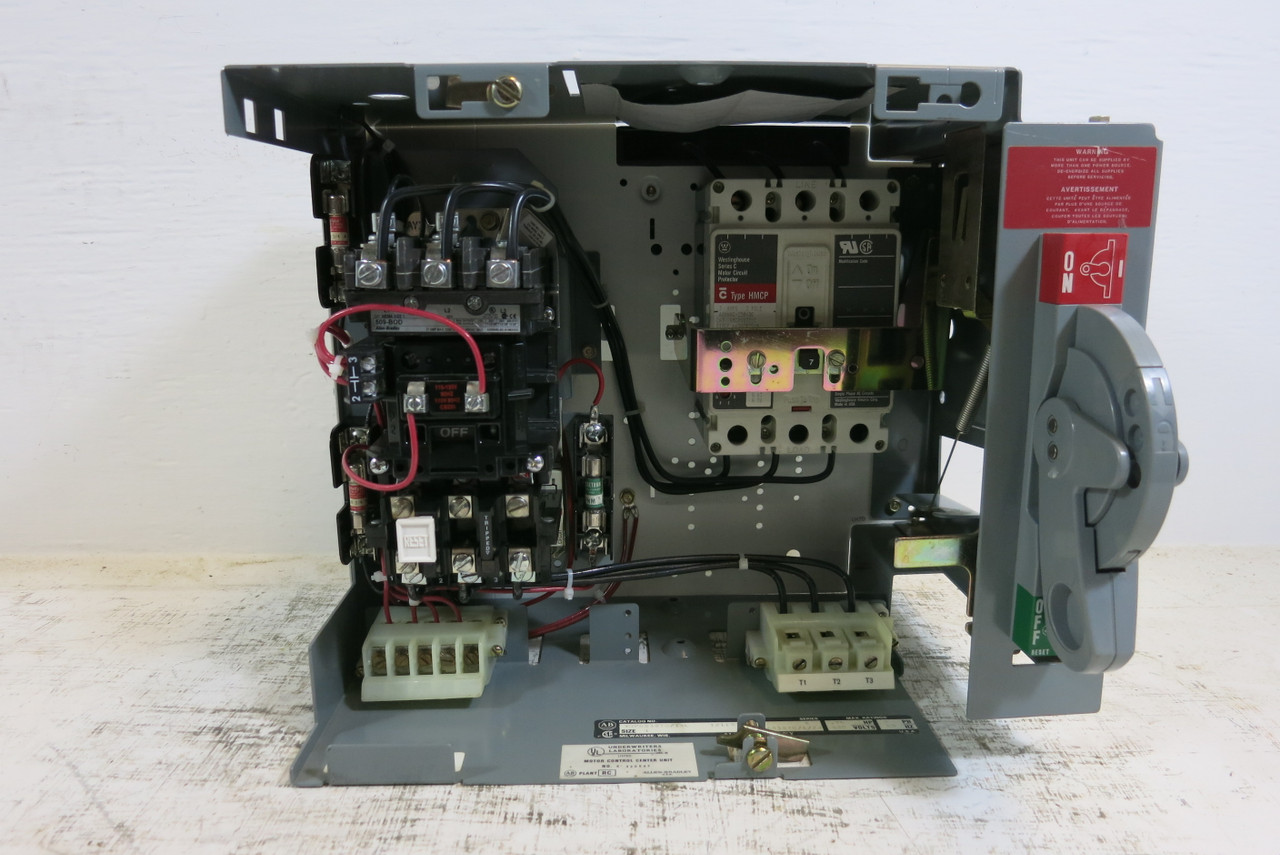 Allen Bradley 2100 Centerline 12" Size 1 Starter 7 Amp Breaker MCC Bucket (BJ0783-3)