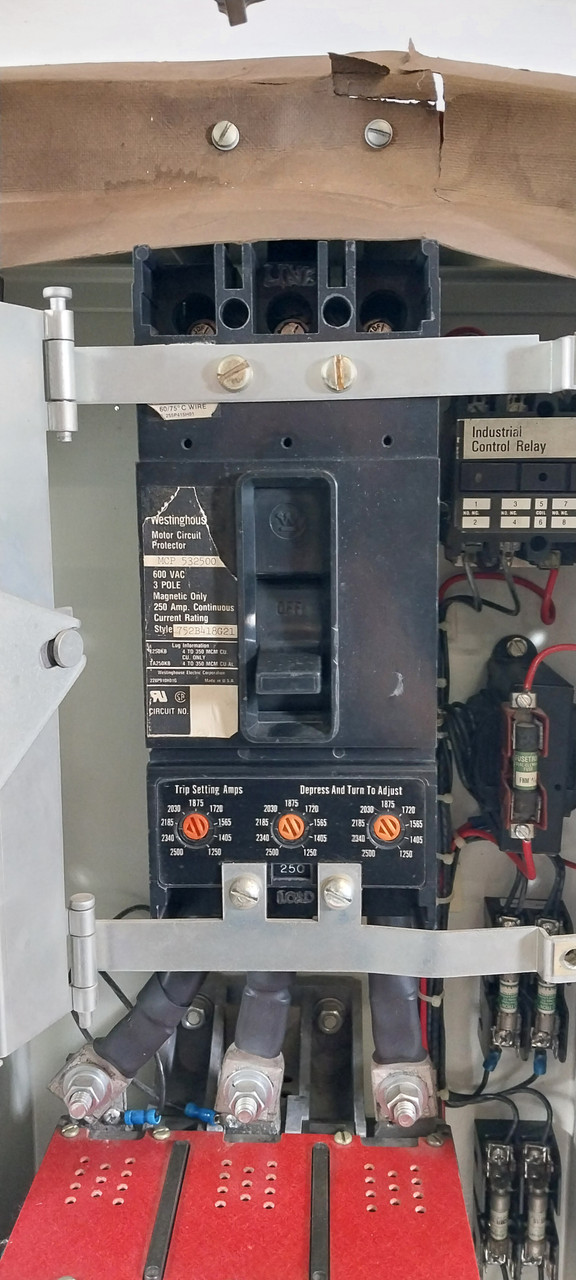 Westinghouse Type W Size 5 Starter 250 Amp Breaker 36" MCC Bucket 250A No Door (BJ0792-1)