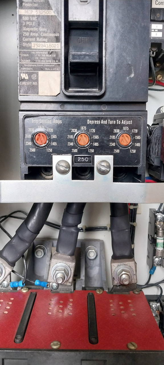 Westinghouse Type W Size 5 Starter 250 Amp Breaker 36" MCC Bucket 250A No Door (BJ0792-1)