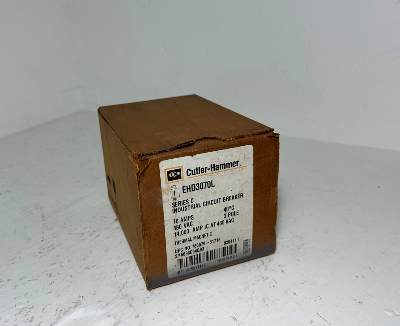 NEW Cutler-Hammer EHD3070L 70A Circuit Breaker Glossy Red 480 VAC 3P 70 Amp NIB (EM5079-1)