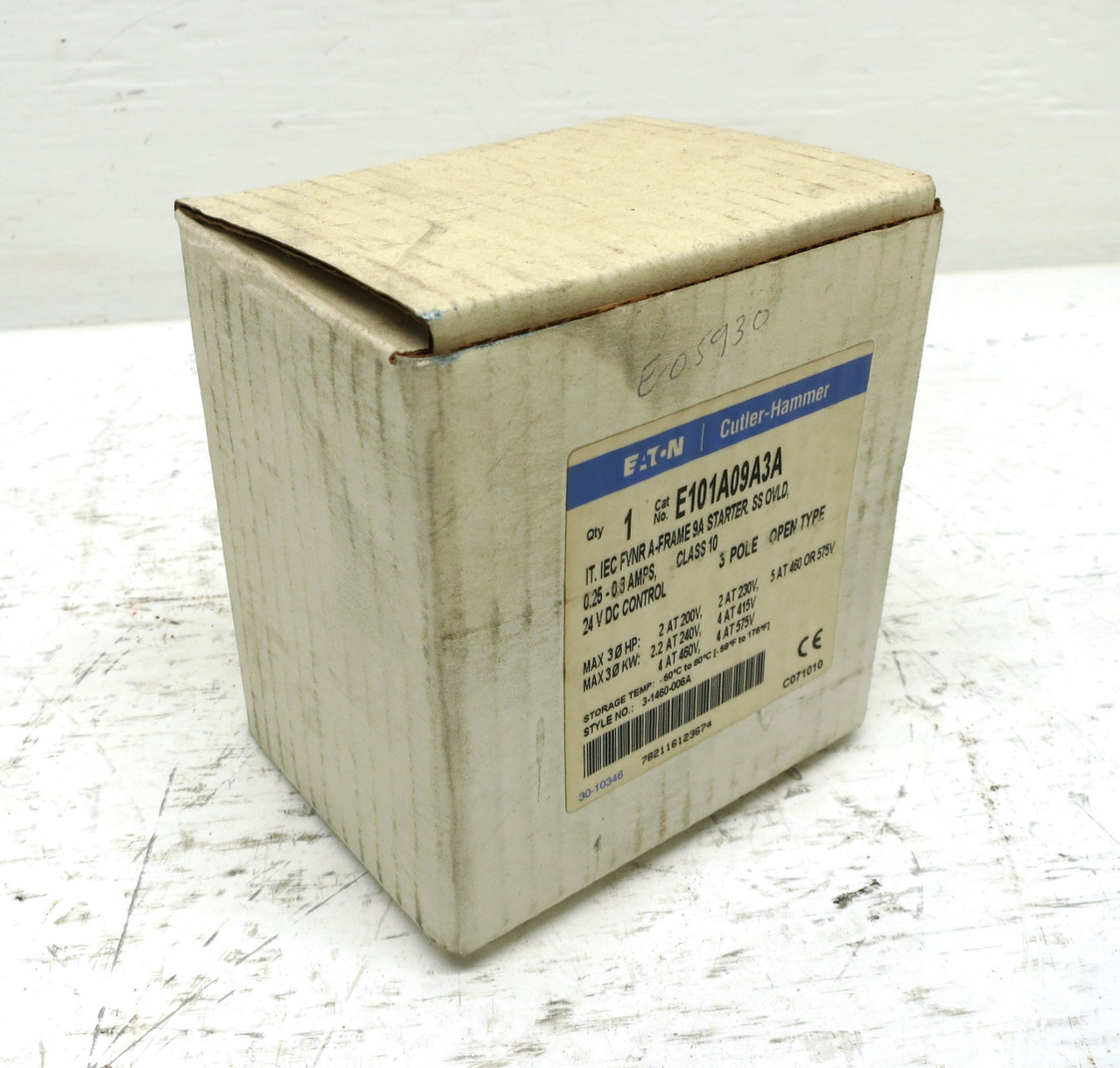 NEW Eaton E101A09A3A Motor Starter 9A 24V Coil .25-.8A Overload FVNR 5HP @ 460V (DW6217-1)