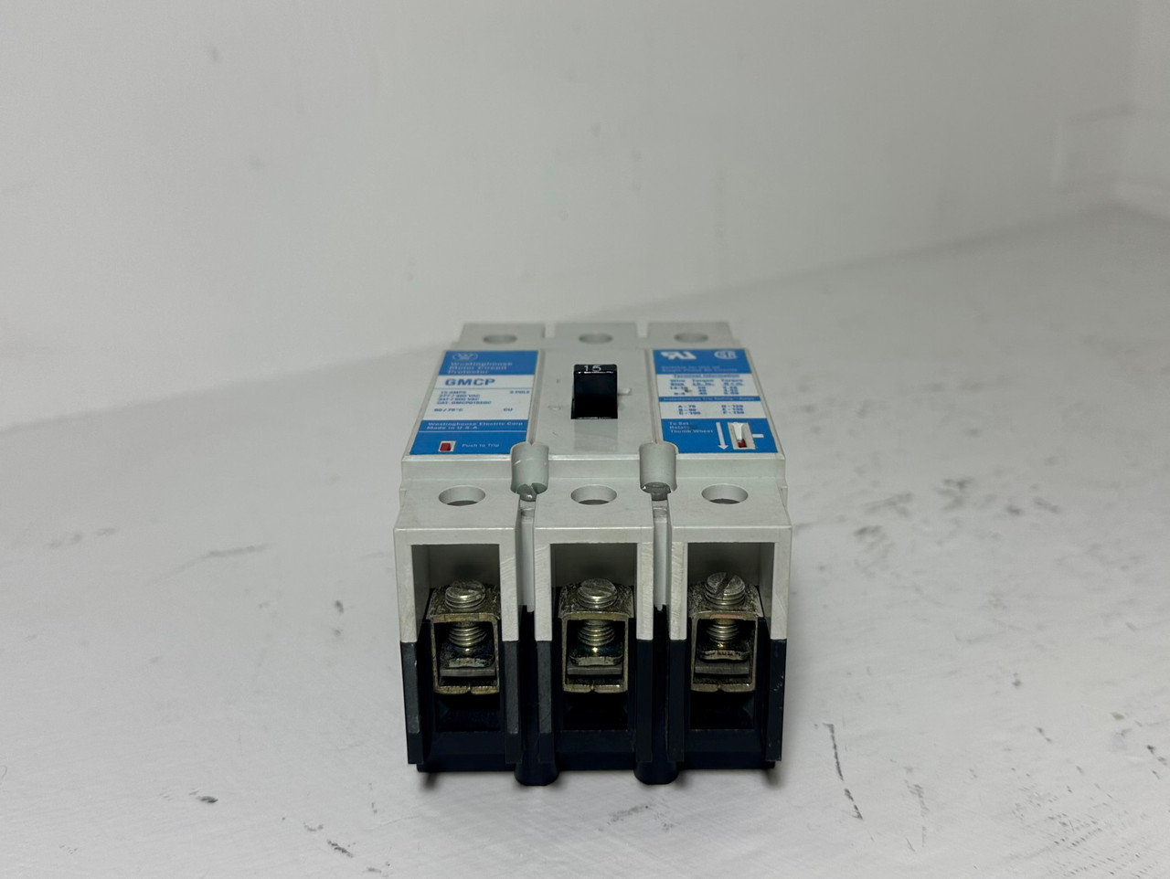 Westinghouse GMCP015E0C 15A Circuit Breaker Glossy Blue 480/600V 3P GMCP 15 Amp (EM5083-1)