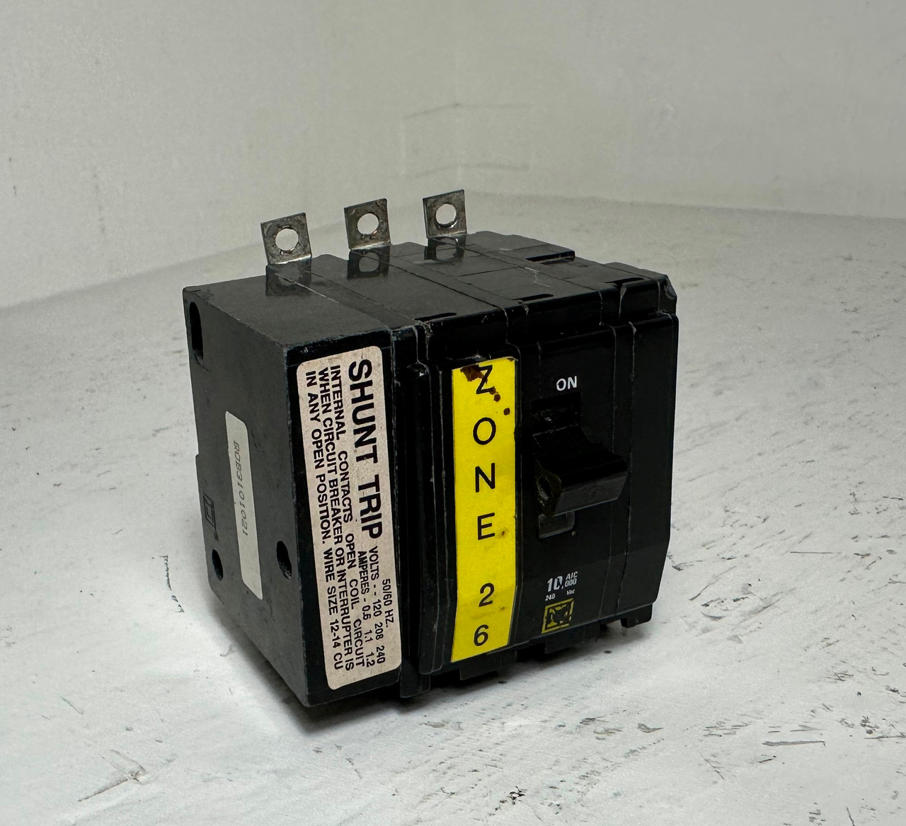 Image of Square D QOB3101021 10A Circuit Breaker w/ Shunt Trip 240 VAC QOB 3 Pole 10 Amp