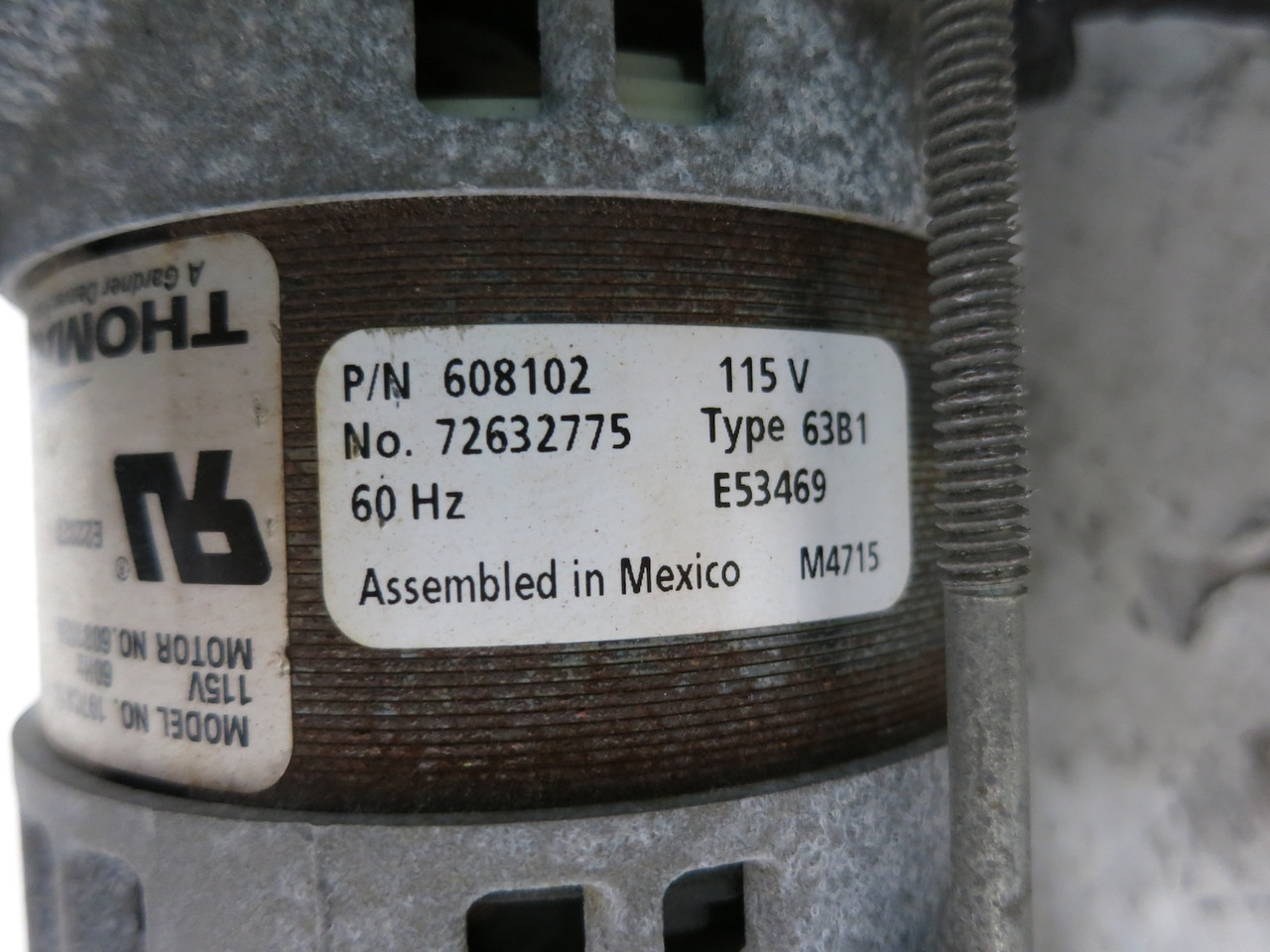 Thomas 107CA14-104 Diaphragm Compressor Vacuum Pump 608102A 63B1 72632775 115V (DW6280-1)