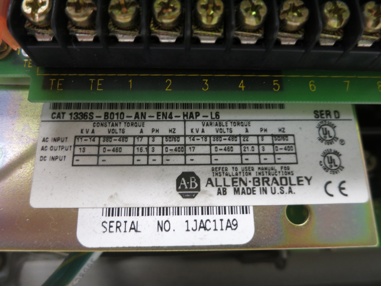 Allen Bradley 1336S-B010-AN-EN4-HAP-L6 10HP VS AC Drive 480V 1336SB010 10 HP (DW6305-2)