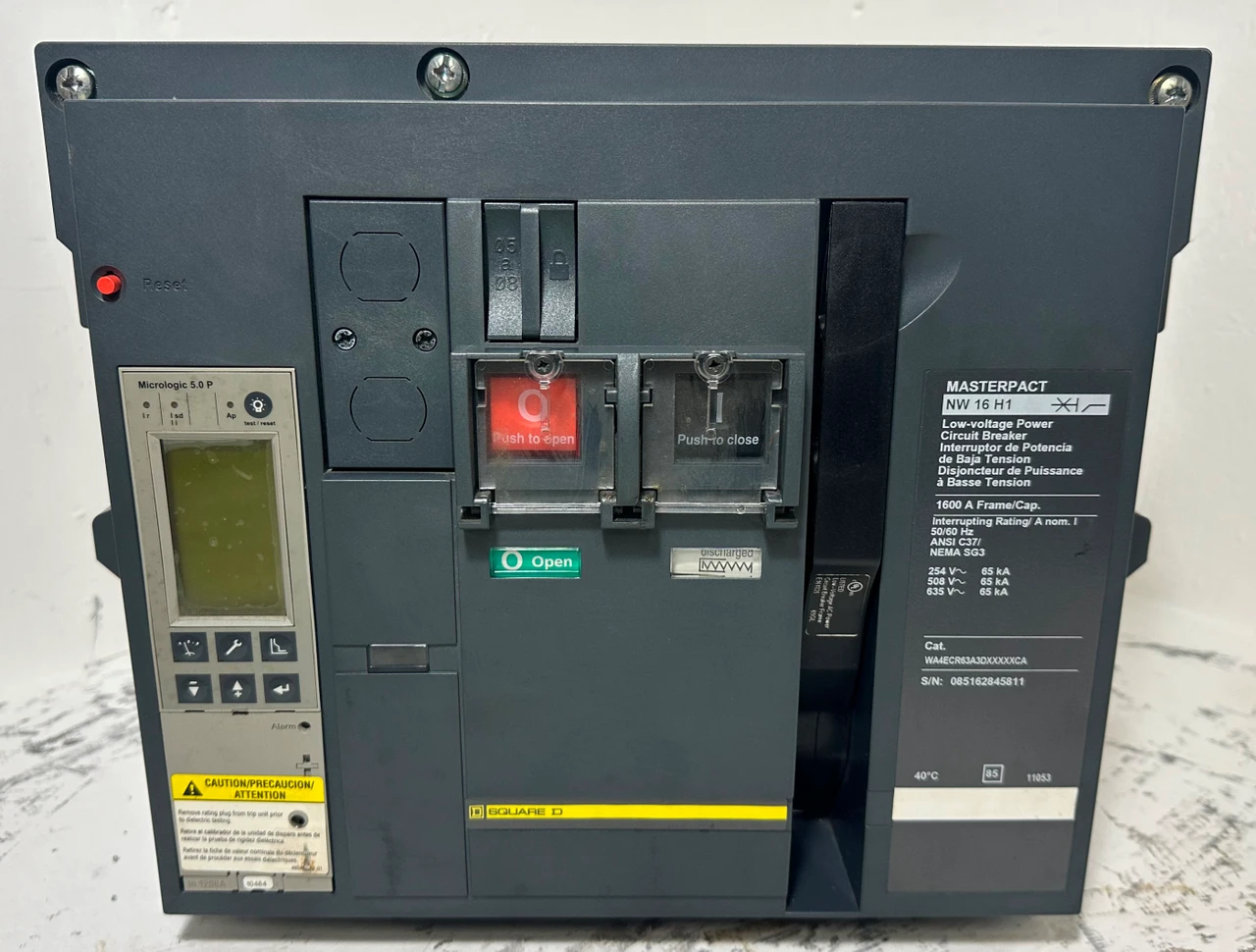 Square D NW16H1 1600A MasterPact LSI Circuit Breaker w/ 1200 Amp Trip 5.0P S163A (EM5127-6)