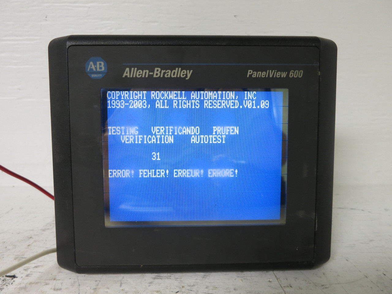Allen Bradley 2711-T6C16L1X Ser B Rev C FRN 4.43 PanelView 600 Terminal Screen (DW6332-1)