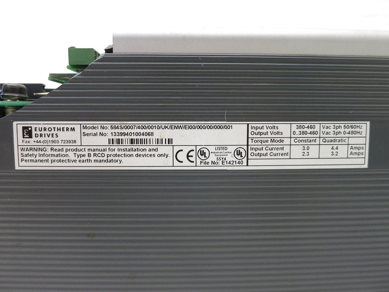 Eurotherm 584S/007/400 1 HP 460V AC VS Drive 0.75kW 2.3/3.2A Frequency Inverter (DW6372-3)