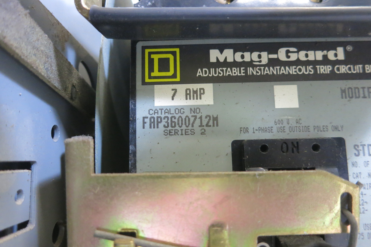 Square D Model 5 7A Breaker Feeder 12" MCC Bucket 7 Amp Mod 5 (BJ0840-39)