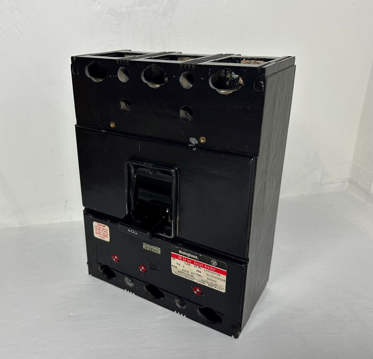 Westinghouse LAB3400W 400A AB De-Ion Circuit Breaker 600V 3P LAB LAB3400 400 Amp (EM5142-1)