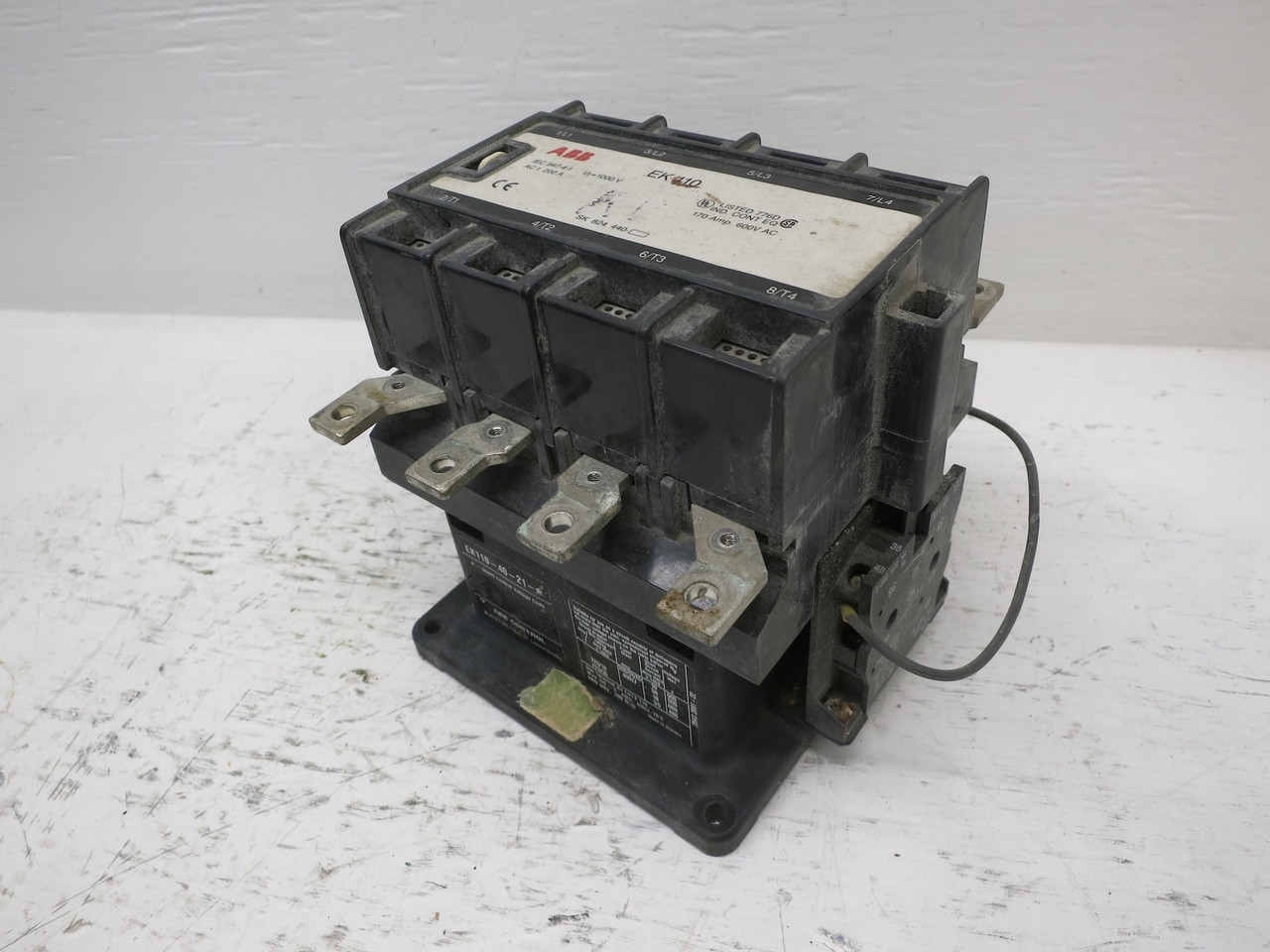 ABB EK-110 Motor Contactor 4-Pole 170 Amp 600V 24V-DC Coil 4P 170A EK110 DB (DW6359-11)
