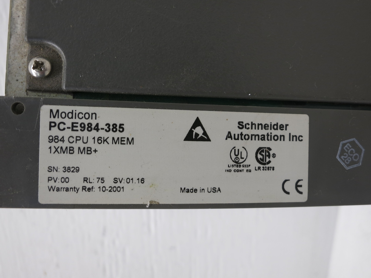 Modicon PC-E984-385 984 Programmable Controller CPU Schneider Automation PLC (DW6415-10)