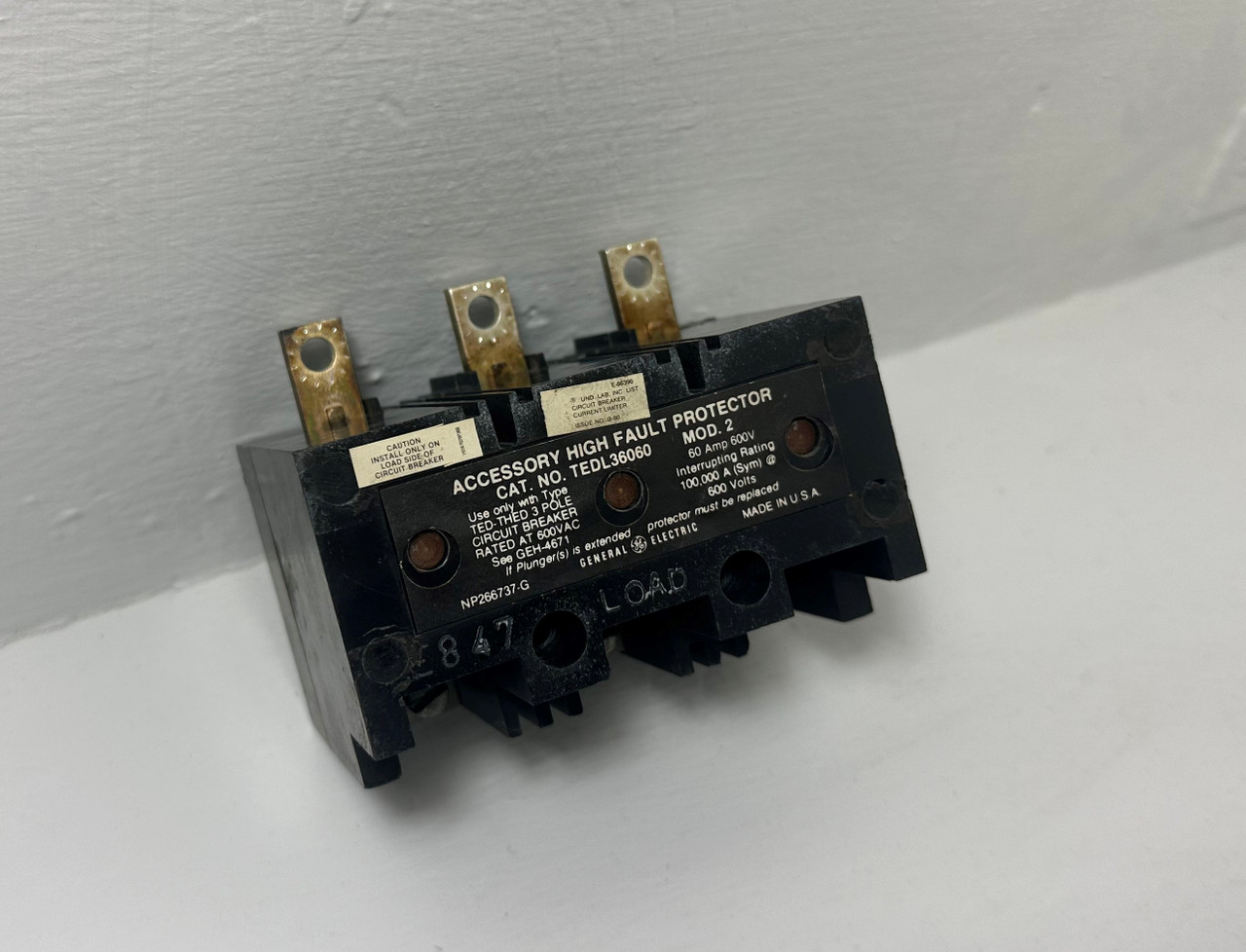 Image of GE TEDL36060 60A High Fault Protector Breaker Mod 2 600 Amp General Electric 3P