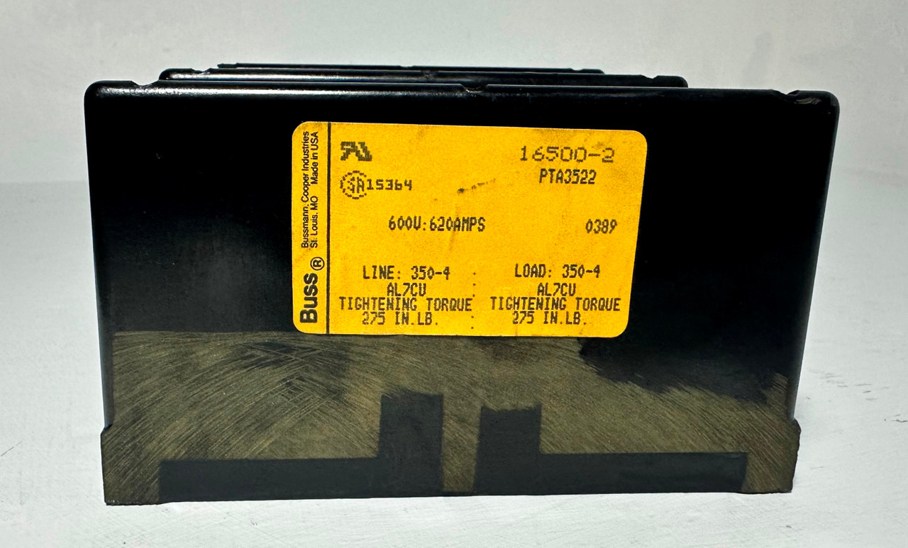 Bussmann Cooper 16500-2 Power Distribution Block PTA3522 600V 620A 350-4 Buss 2P (EM5204-1)