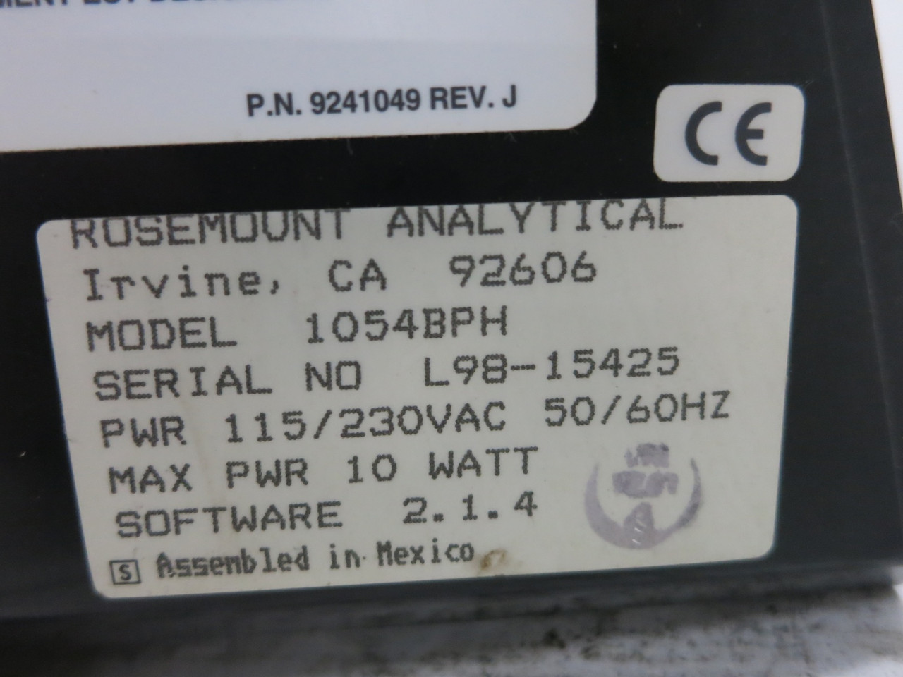Rosemount Analytical 1054BPH pH/ORP Analyzer Model 1054B Microprocessor 23740-00 (DW6481-1)