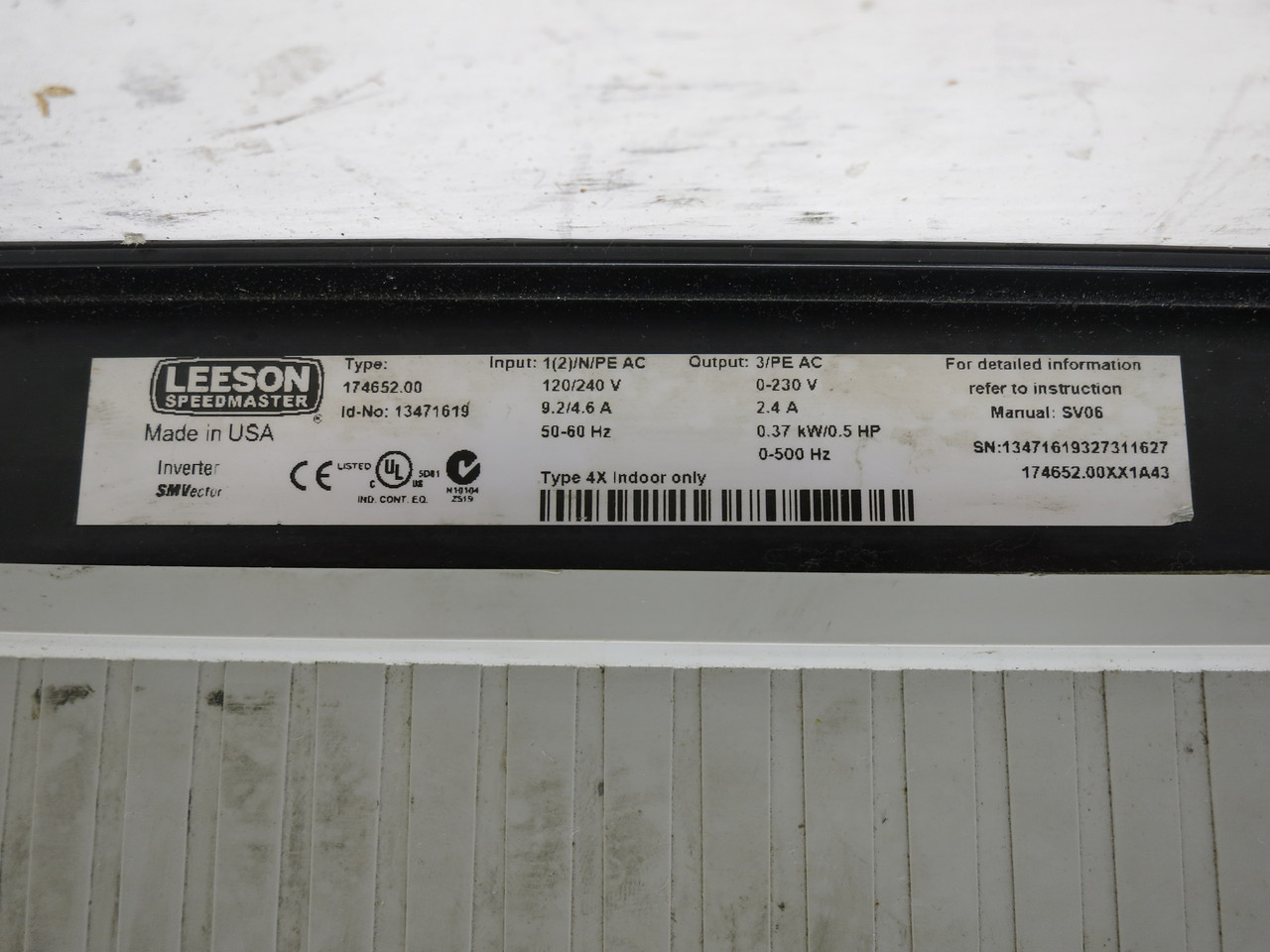 Leeson Speedmaster 174652.00 SM4 Flux Vector Inverter AC VS Drive 0.5 HP 120/240 (DW6490-1)