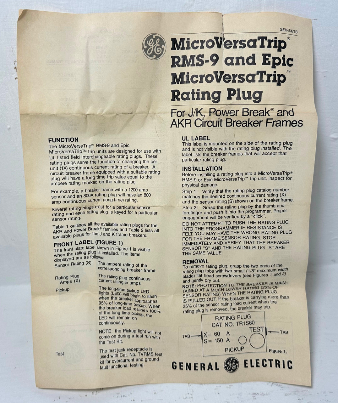 NEW GE TR16S800 800A Rating Plug AKR & Power Break General Electric 800 Amp NIB (EM5220-24)