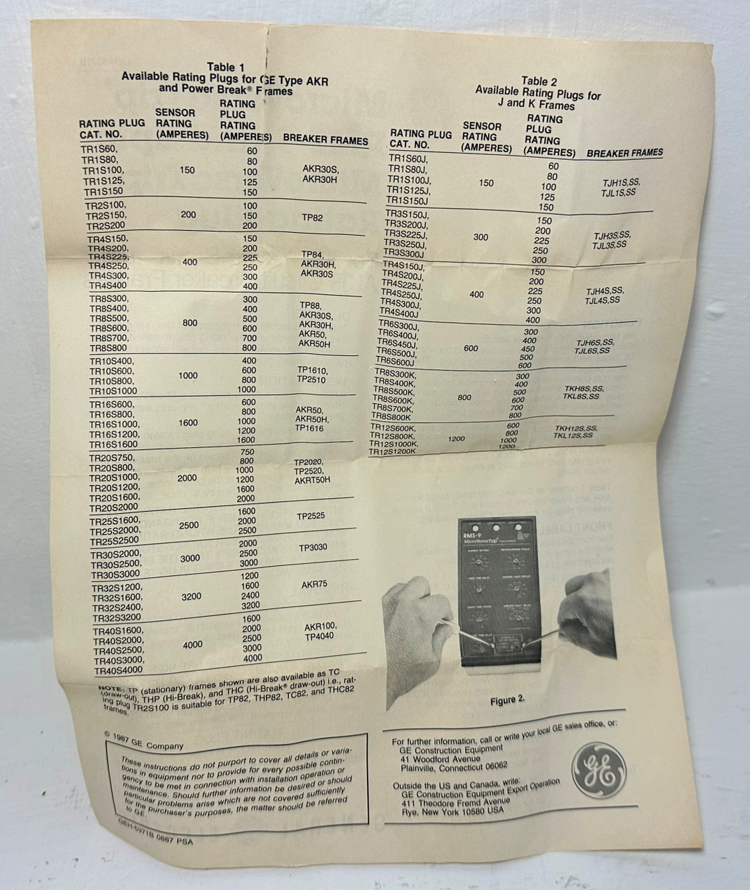 NEW GE TR16S800 800A Rating Plug AKR & Power Break General Electric 800 Amp NIB (EM5220-24)
