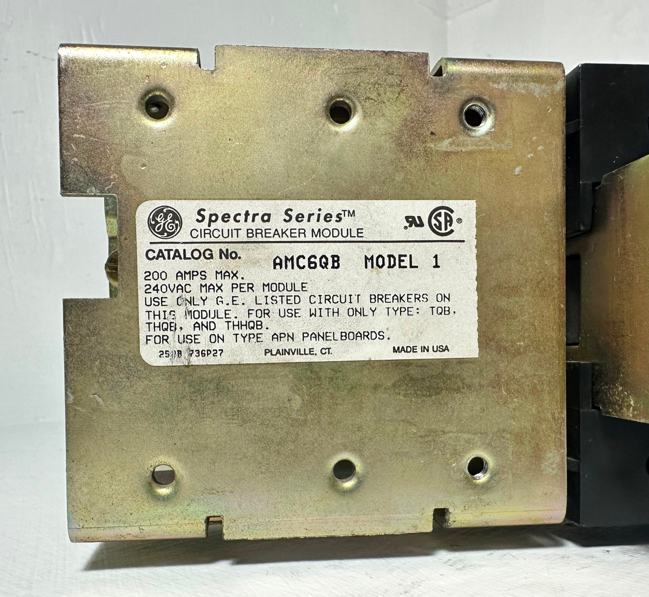 GE AMC6QB 200A Spectra Twin Circuit Breaker Module TQB THQB 6 Pole 240V 200 Amp (EM5227-2)